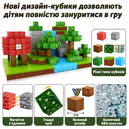 Магнітний конструктор Minecraft 200 шт по грі Майнкрафт Цегляний будинок Mk001002.2 - мініатюра 8