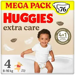Підгузки Huggies Extra Care Size Розмір 4 (8-16 кг) 76 шт (5029053583167)