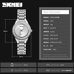 Жіночий класичнийгодинник Skmei 1262 (Сріблясті) - мініатюра 3