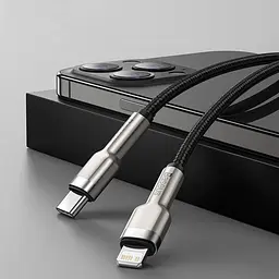 Кабель Baseus Cafule Metal Cable Type-C to Lightning PD 20W 1m CATLJK-A01 Black - мініатюра 2