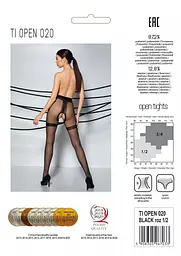 Колготки з відкритим доступом імітація панчох Passion Tiopen 020 black 3/4 (20 den) - мініатюра 6