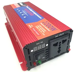 Автоінвертор 12 V-220 V перетворювач напруги з чистою синусоїдою для котла, насоса та холодильника 2200 W Eryuan 12 V-220 V 2200 Вт - мініатюра 2