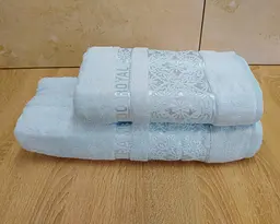 Набір турецьких бамбукових махрових рушників Cestepe 50х90+70х140 Bamboo Royal light blue