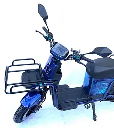 Електроскутер Вантажний з двома великими багажниками Crosser SUPER MAX 1200W | 60V30AH Li-Fe | USB зарядка Синій - мініатюра 6