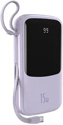 Power Bank Baseus Qpow Digital Display 10000mAh 15W with Lightning Cable (PPQD050105) Purple EU - мініатюра 2