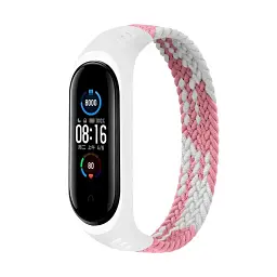 Ремінець до фітнес браслета BeCover Elastic Nylon Style для Xiaomi Mi Smart Band 5/6 (Size L) Pink-White (706164)