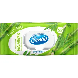 Серветки вологі Smile з рослинними екстрактами та ароматом бамбук з клапаном 100 шт.