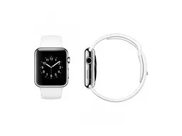 Смарт-годинник Apple Watch 42mm Stainless Steel Case with White Sport Band (MJ3V2) - мініатюра 3