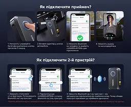 Бездротовий аудіоприймач UGREEN BT509 Bluetooth 6.0 з виходом AUX 3,5 мм LDAC 24 біт/96 кГц за підтримки LDAC джерелом з мікрофоном для дзвінків до 17 год роботи підключення 2 пристроїв із відтворенням з одного за раз регулювання гучності та перемикання треків керування відтворенням і викликами автоматичне повторне підключення заряджання через USB-C для автомагнітол і колонок з AUX чорний із синім кільцем (55546) - мініатюра 2