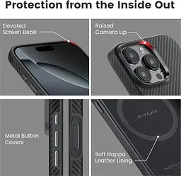 Оригінальний протиударний чохол Pitaka Military-Grade Protective Case MagSafe для iPhone 16 Pro (6.3") 600D Black/Grey KI1601PPA - мініатюра 6