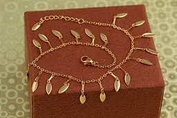 Браслет Xuping Jewelry на ногу листочки обліпихи 22 см подовжувач 4 см золотистий