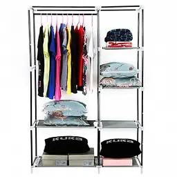 Тканинна шафа для речей складна чорна на 2 секції Storage Wardrobe 88105 - мініатюра 2