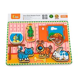 Дерев'яна рамка-вкладиш Viga Toys Домашні вихованці 6 елементів (56440) - мініатюра 2