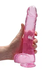 Фалоімітатор Realrock Crystal Clear 9" 22 см рожевий - мініатюра 7
