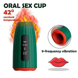 Автоматичний оральний мастурбатор із підігрівом Satisfyer Lover зелений, еротичний смарт-мастурбатор із вібрацією для чоловіків