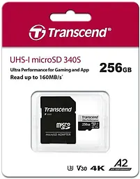 Карта пам'яті microSD 256GB C10 UHS-I U3 A2 R160/W125MB/s + SD Transcend teh0013274 - мініатюра 2