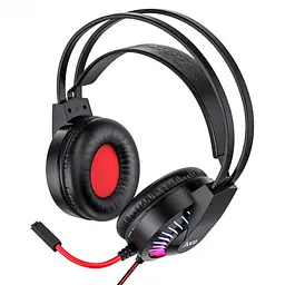 Ігрові дротові навушники Hoco W105 Joyful, USB, 3.5mm, 2.3m, Червоний - мініатюра 2