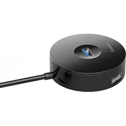 USB-хаб Baseus Round Box 4-Port USB-C Black 0.1м (CAHUB-G01) [77933] - мініатюра 3