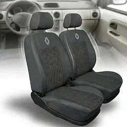 Чохли для сидінь передні 1+1 модельні Renault Kangoo II 2007-2021 Жаккард Сірі (2 підголосники)