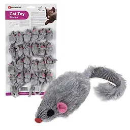 Flamingo Furry Mouse Grey фламінго миша сірий іграшка з брязкальцем і котячою м'ятою для котів