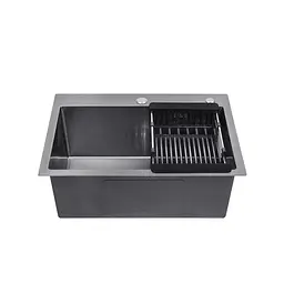 Кухонна мийка Kroner KRP Schwarze - 5843HM PVD (3,0/1,0 мм) CV022794, Чорний - мініатюра 5