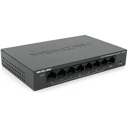 Комутатор POE Mercury MS08CP з 7 портами POE + 1 порт UP-Link 100Мбіт, БП в комплекті, Q18
