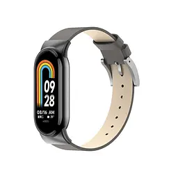 Шкіряний ремінець для XiaomiBand 8 Темно-сірий