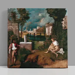 Інтер'єрна картина Буря, Джорджоне, Giorgione, The Tempest, інтер'єрний декор, 60×60 см (id6973)