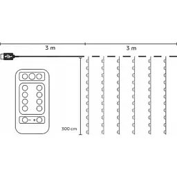 Гірлянда Chomik Штора 3 х 3 м 300 LED Теплий білий USB з пультом (5900779879997) - мініатюра 6