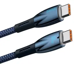 Кабель Baseus Glimmer Series Fast Charging Cable Type-C to Type-C 100W 1m CADH000703 Blue - мініатюра 3