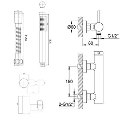 Змішувач для душу Kohlman Axel gold настінний KPL-QW120AGD, Золотий - мініатюра 2
