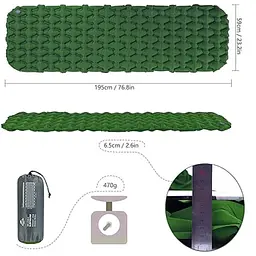 Килимок надувний Naturehike FC-10 NH19Z001-P 65 мм зелений - мініатюра 2
