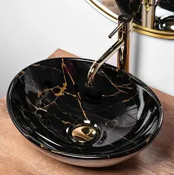 Умивальник Rea Sofia 41x34,5 black marble shiny (REA-U5611), Глянцева - мініатюра 5