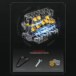 Конструктор Reobrix Двигун V12 Engine (33017) [171939] - мініатюра 10
