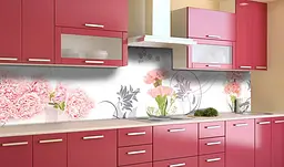 Вініловий кухонний фартух Рожеві Гвоздики наклейка для кухні візерунки орнамент Квіти Happy Pocket Z181722 - мініатюра 4