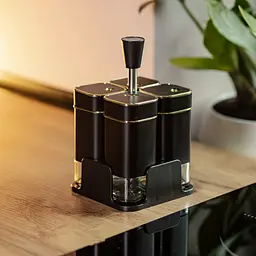 Набір ємностей для спецій на підставці 4 шт по 120 мл, чорний Yiwu HP-1306 - мініатюра 12