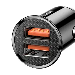 Автомобільне зарядне пристрій Baseus Circular Plastic PPS Dual QC3.0 2USB/5A/30W/QC3.0 CCALL-YD01 - мініатюра 3