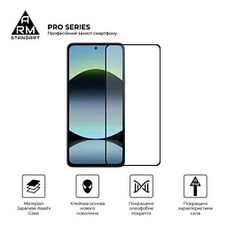 Захисне скло на Xiaomi Redmi Note 14 4G з олеофобним покриттям, Pro, повне проклеювання, антистатичний і пиловідштовхуючий шар, 9H, самоклеючеся, 2.5D, на весь екран, антистатичний клей, ArmorStandart (ARM79679) - мініатюра 2