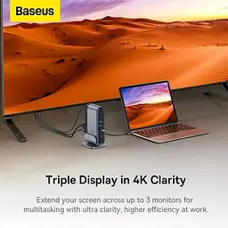 USB-хаб Baseus UnionJoy 17-Port Triple-Display Gray (B00532304811-00) [158346] - мініатюра 10