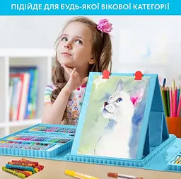 Дитячий набір для малювання з мольбертом 208 предметів блакитний українською мовою - мініатюра 12