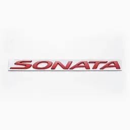 Емблема напис SONATA для Hyundai Червона 17х222 мм метал на скотчі (Завод)