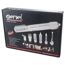 Фен стайлер для волосся із насадками Gemei GM-4836 7в1 1200 Вт білий з рожевим - мініатюра 5