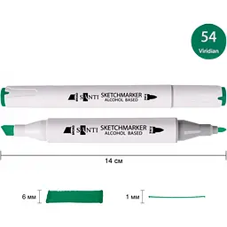 Набір спиртових маркерів Santi Professional SA-54 вірідіан зелений 6 шт. (390876) - мініатюра 2