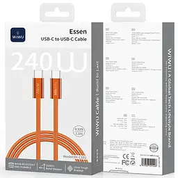 Дата кабель WIWU C101 Essen Type-C to Type-C 240W 1.5 м Orange - мініатюра 5