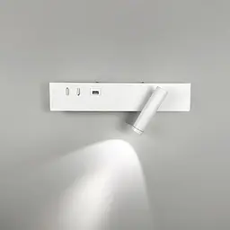 Біле бра з поворотним спотом справа + розʼєм USB Line F Арт. WJ028/2 L WT (лівий) + USB-A - мініатюра 5