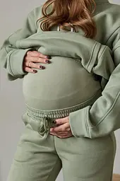 Теплі спортивні штани для майбутніх мам з широким поясом Frankfurt L (46) Lullababe Оливковий - мініатюра 6