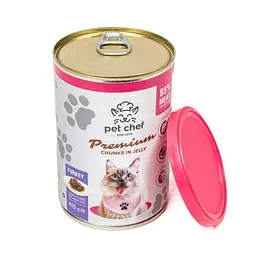 Корм вологий для дорослих котів Pet Chef, шматочки в желе з індичкою 415 г - мініатюра 3