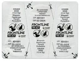 Краплі Boehringer Ingelheim Frontline Tri-Act від бліх та кліщів для собак, 2-5 кг, 3 піпетки + Плед для пікніка Frontline, темно-синій - мініатюра 6