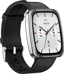 Смарт-годинник Amazfit Active 2 Square Black Leather (W2440GL3N) із чорним шкіряним ремінцем