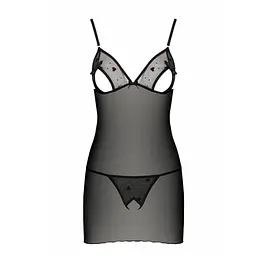Сорочка з вирізами на грудях, стрінги Passion LOVELIA CHEMISE S/M, black - мініатюра 5